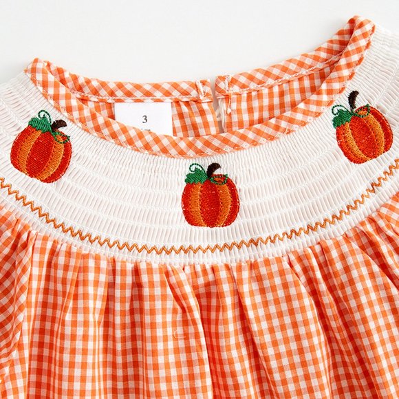 Boutique Pumpkin Girls Embroidered Smocked Dress - Picture 2 of 4